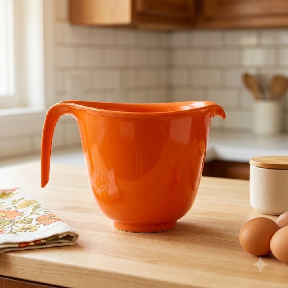 Vintage Rubbermaid Orange Batter Bowl 6 Cup Measuring Mixing Pour Bowl